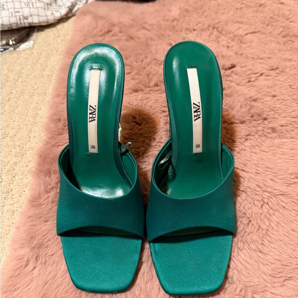 Brand new Zara Women's Teal Mules